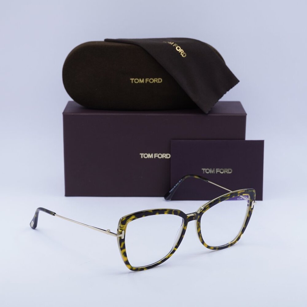 Tom Ford FT5882-B 056 Butterfly Eyeglasses 55mm - Havana/Blue Light Block